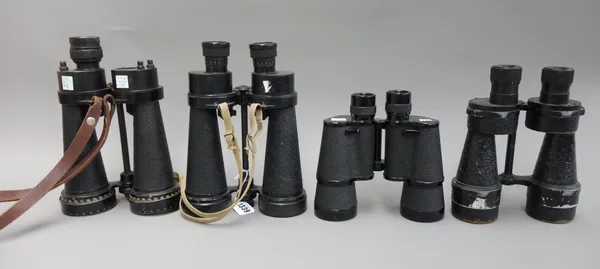 A pair of Barr & Stroud 7x binoculars, cased, and three further pairs of military issue cased binoculars (a.f), (4).