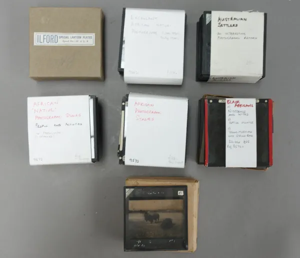 A quantity of three inch magic lantern glass slides, late 19th/early 20th century, including; Rhodesia, the Middle East, Arab life, Australian settler