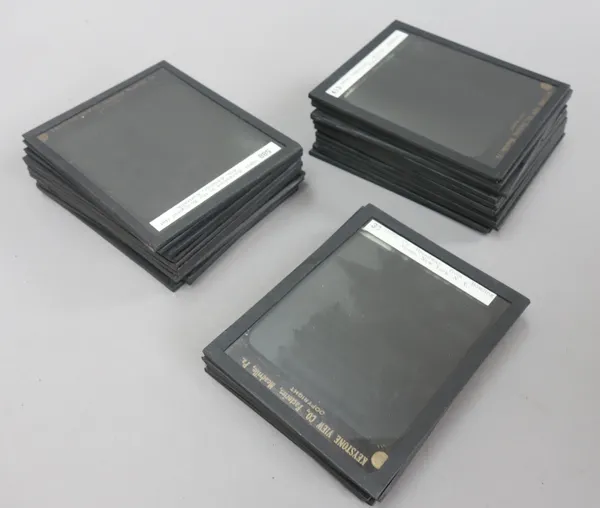 A large quantity of magic lantern glass slides, early 20th century, various mixed sets, all from 'Kexstone View Co.', each labelled, including; mainly