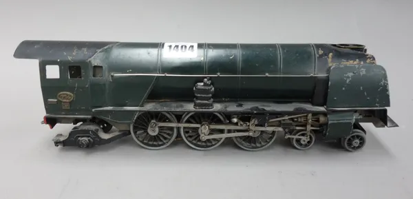 A Bachmann type O gouge electric locomotive, metal body, 2-6-4, green livery. (a.f.) 36cm.