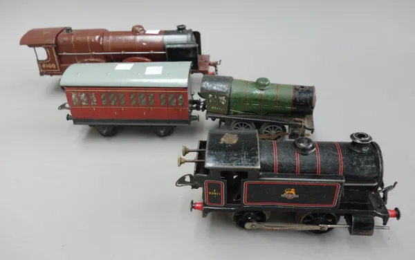 A quantity of Hornby O gauge locomotives, coaches, wagons and rolling stock, including; a 2-4-2 'Royal Scott' locomotive, a 0-4-0 British Rail tank lc