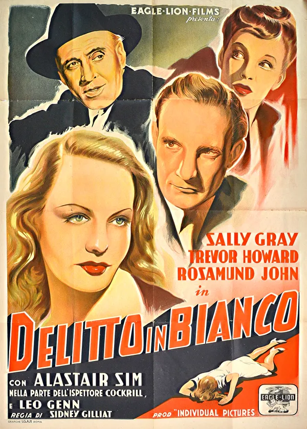 A Vintage film poster "Green for Danger",Italian version, Eagle Lion Films, 1946, 145 x 100cms. Illustrated