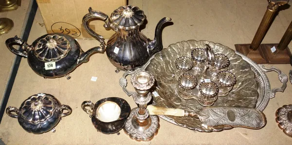 Silver plated wares, including; trays, tea sets, egg cup and sundry, (qty).   S3B