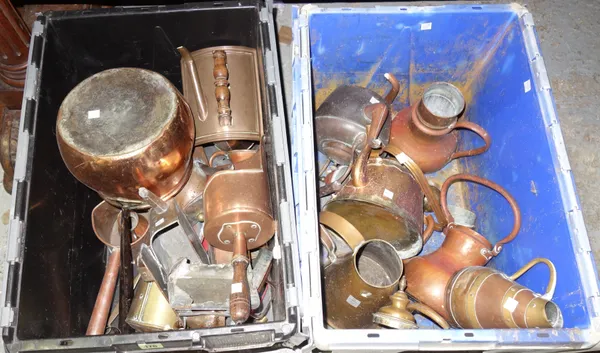Metalware collectables, comprising; brass kettles, coal scuttles, jugs and sundry, (qty). BAY3