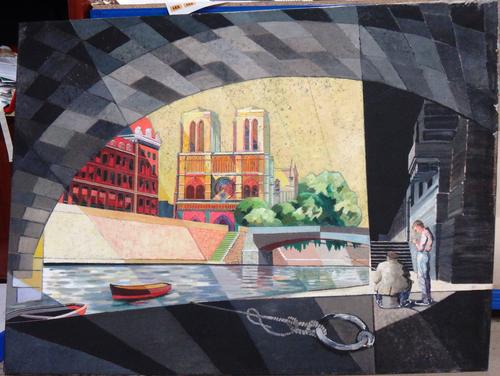 Richard Lannoy (d.2016), Autumn in Paris with Anglers, oil on canvas, unframed, 90cm x 121cm.   M1