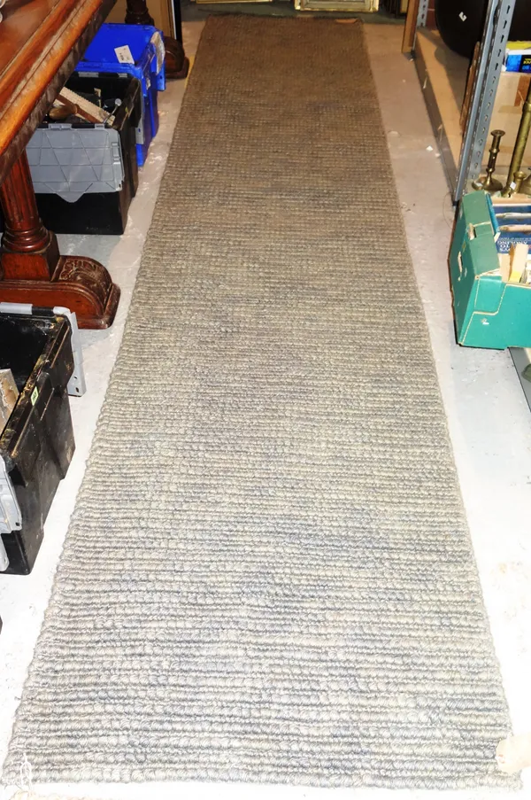 Two roughly woven runners, 393cm x 82cm and 298cm x 84cm (2).  J4