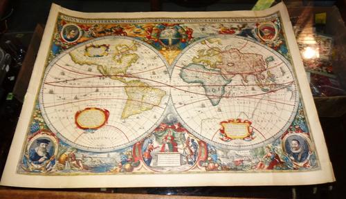 Loose- Hondius colour Nova Totivs Terrarvm Orbus geographica AC hydrographica Tabvla, (1).   CAB