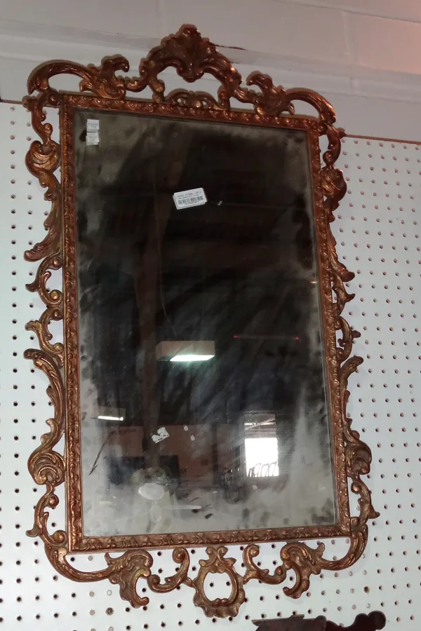 A 19th century French gilt framed rectangular mirror, 52cm wide together with two other gilt framed mirrors, (3).  H9