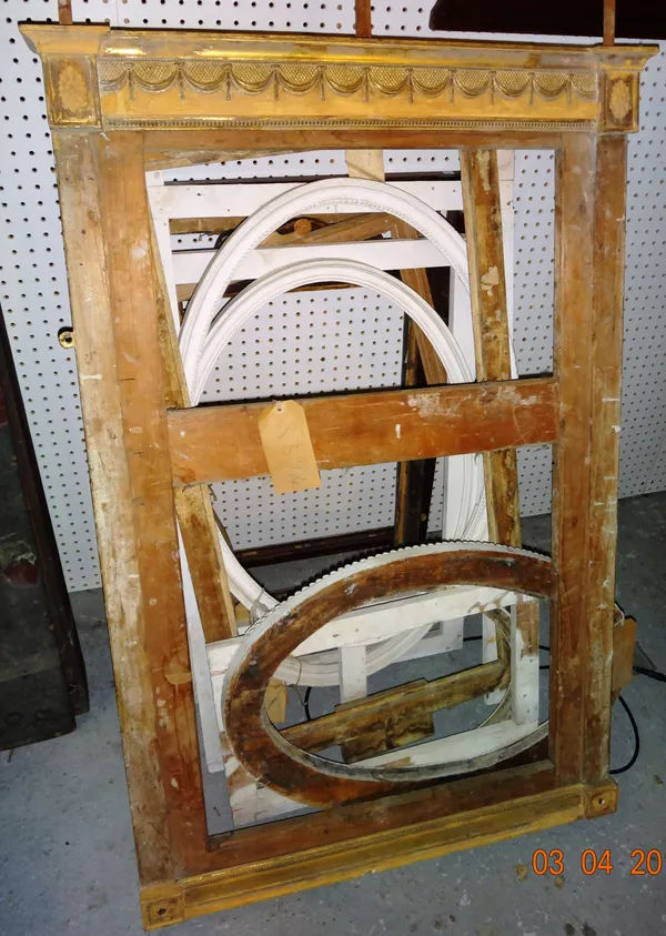 Ten various mirror frames, all lacking glass, the largest 84cm wide x 123cm high, (10). CAB