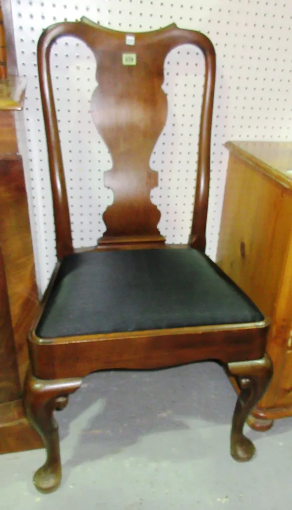 A George I style mahogany side chair, on pad feet. C9