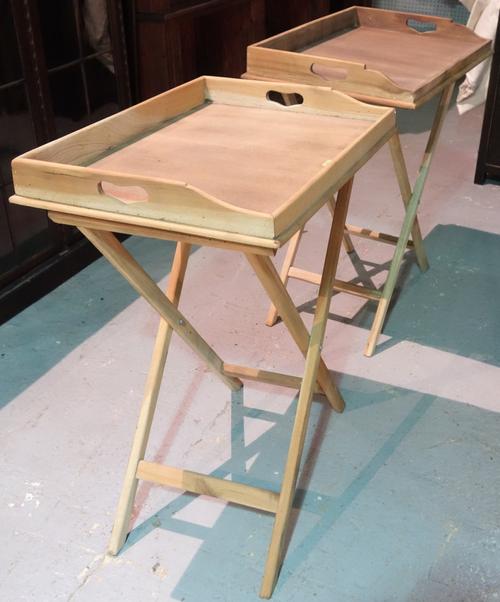 A pair of 20th century hardwood butler's trays and stands, 65cm wide x 83cm high, (2). J8