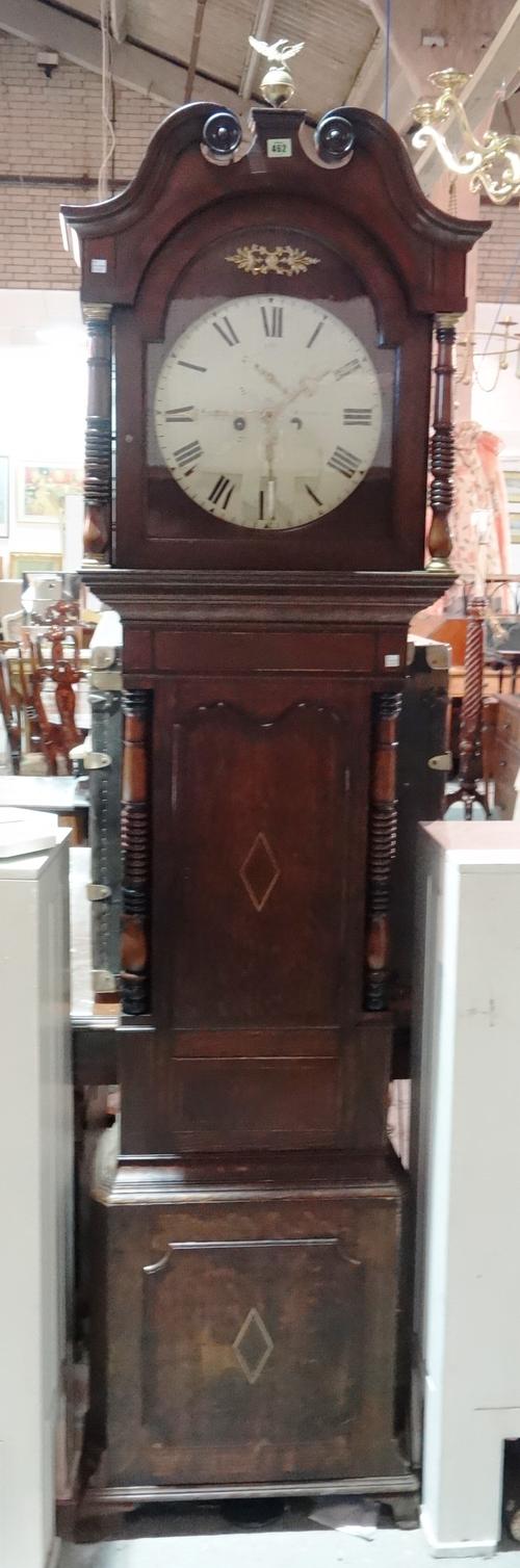 An early Victorian oak 8 day longcase clock, 50cm wide x 205cm high, (one pendulum).  J5
