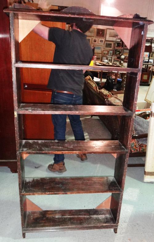 A 20th century five tier open bookshelf, 85cm wide x 165cm high.  L7