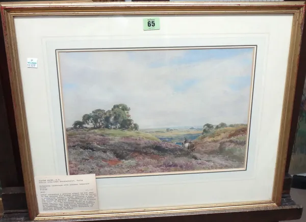 Claude Hayes (1852-1922), Landscape with ploughman homeward bound, watercolour, signed, 26cm x 37cm.    J1