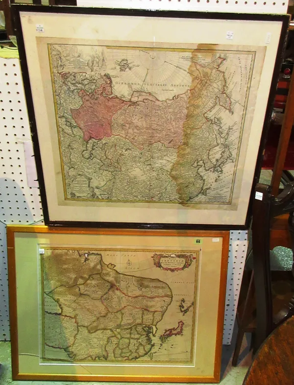 Maps, comprising; Russian Empire-Imperial Russici et Tatarial universae, mathiae Hash, framed and glazed and Russian Map- Magnae Tatarial magni mogoli