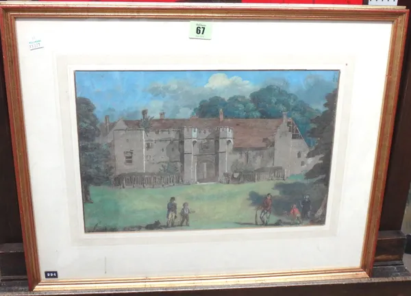 English School (c.1800), Cricket before Chichester Priory, watercolour, 25cm x 37cm.   J1