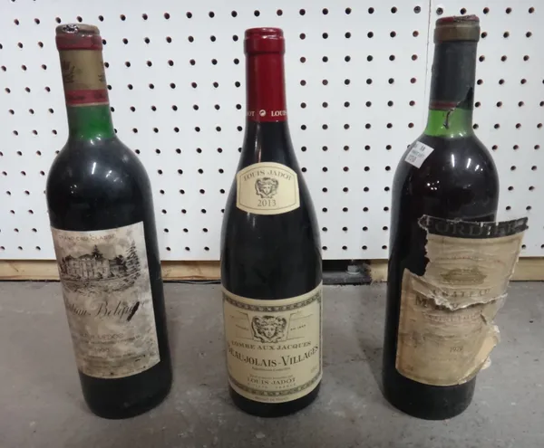 Twelve bottles of various red wine, comprising; a 1979 Chateau Meynet, a 1983 Legonzac, a 1983 La Toque Bel, a 1990 Chateau Belgrave, a 1999 Chateau L