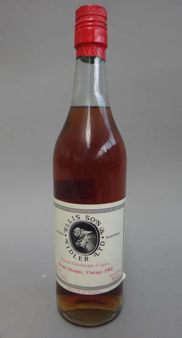 One bottle of 1961 Vidler Ellis Son & Co Ltd grande champagne cognac, Denis-Mounie vintage.