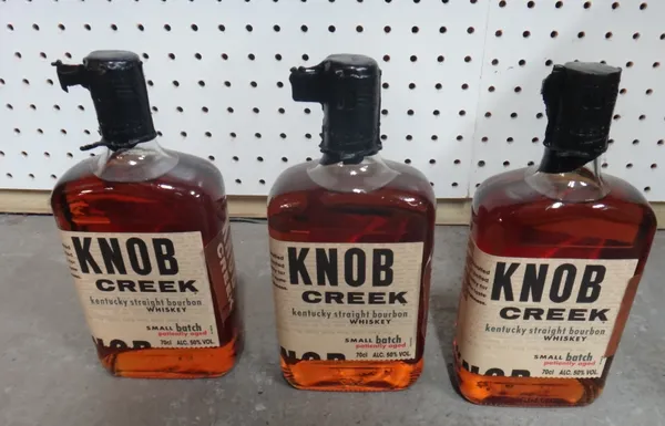 Six bottles of Knob Creek Kentucky straight bourbon whiskey and six bottles of Bols Genever. (12)