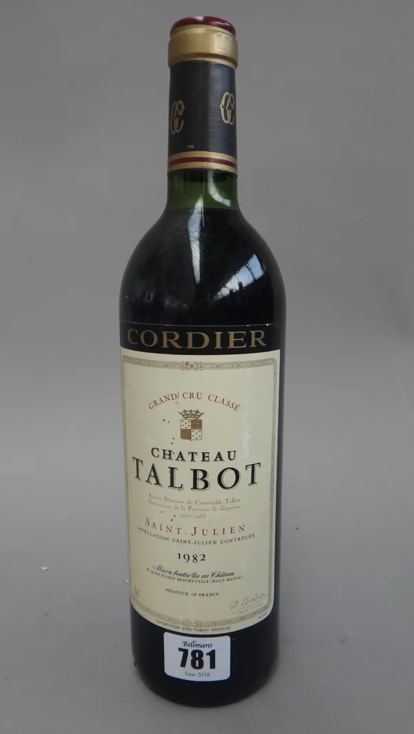 Two bottles of 1982 Cordier Chateau Talbot Saint Juien and two bottles of 1978 Chateau Giscours Margaux. (4)