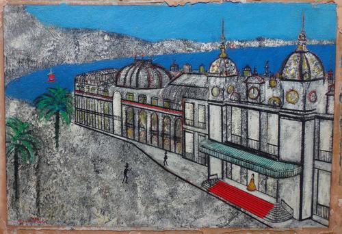 Louis Vivin (1861-1936), A Pavilion on the coast, South of France, oil on board, signed, unframed, 36.5cm x 55cm.  Illustrated