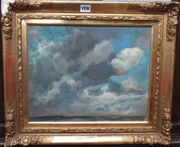 Attributed to James Herbert Snell (1861-1935), Cloud study, oil on canvas laid on board, bears a signature, 32cm x 40cm.