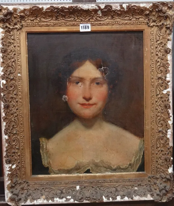 English School (19th century), Portrait of a young lady, oil on canvas, 43cm x 34cm.