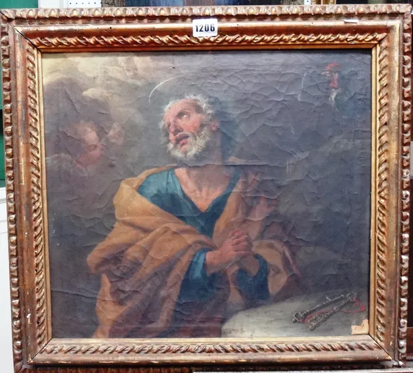 After Paolo de Matteis, St Peter, oil on canvas, inscribed on reverse, 39cm x 44cm.  Illustrated