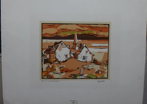 André Charles Bieler (1896-1989), "Sin le St. Laurent", colour print, signed, inscribed and numbered 75, unframed, 27cm x 32cm.