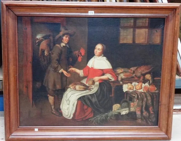 Flemish School (19th century), A purchase from the Poulterer, oil on canvas, 69cm x 90cm.  Illustrated