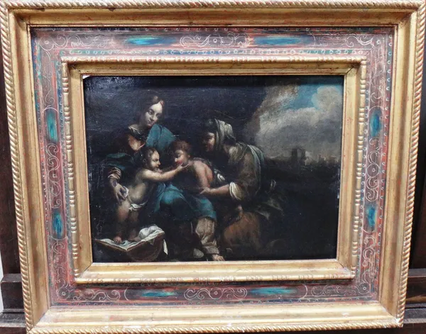North Italian School (18th/19th century), The Madonna and child with St Elizabeth and the infant St John, oil on panel, 25cm x 34cm.  Illustrated