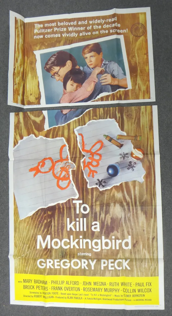 A Vintage film poster 'To Kill a Mocking Bird', Universal Pictures, 1963 three sheet coloured lithograph, 202cm x 104cm.