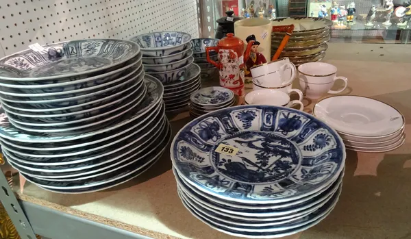 Ceramics, including; a large quantity of 20th century blue and white Asian bowls and plates, and further other ceramics, (qty).   S1