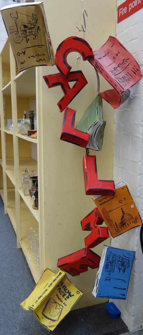 Julian Opie, 'Call Me', a polychrome painted metal sculpture, with gallery label, 'Gallerie Thomas Munchen', dated 1984, approximately 190cm high.