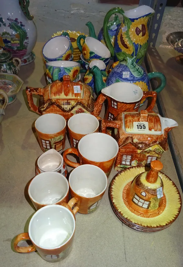 Ceramics, including; a 20th century part tea set decorated with sunflowers, and a Price Cottage ware part tea set, (qty). S2