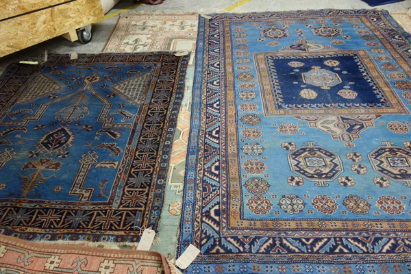 A large blue Spartan rug, 270cm x 182cm, and a blue Spartan prayer rug, 176cm x 145cm, (2).