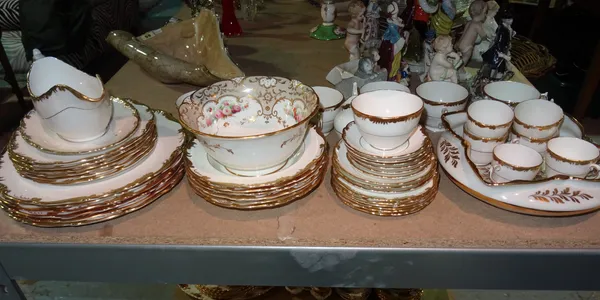 A Coalport white and gilt decorated part dinner and tea service, (qty). S2