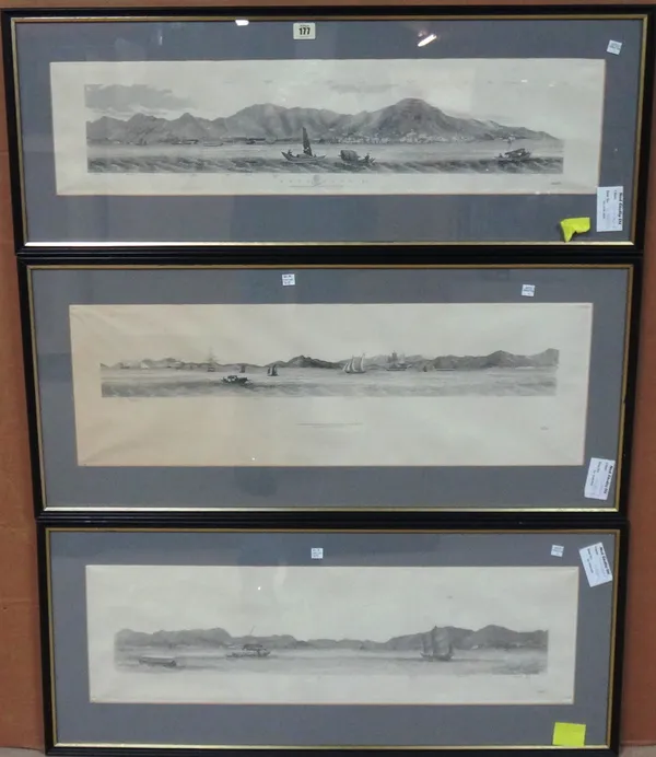 Lieut. L. G. Heath, Hong Kong, a group of three engravings, the largest approx 25cm x 78cm.(3)  H1
