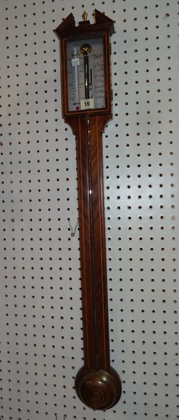A 20th century mahogany barometer, 100cm high. A4