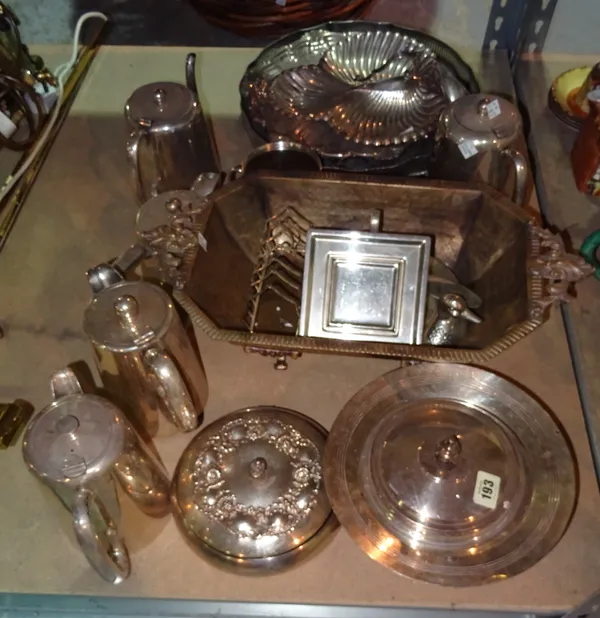 Silver plated wares, including; tea sets,  trays and sundry, (qty).  S2