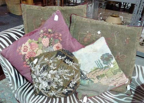Textiles, comprising; a small group of 20th century and later tapestry and beadwork cushions, (qty).  C5