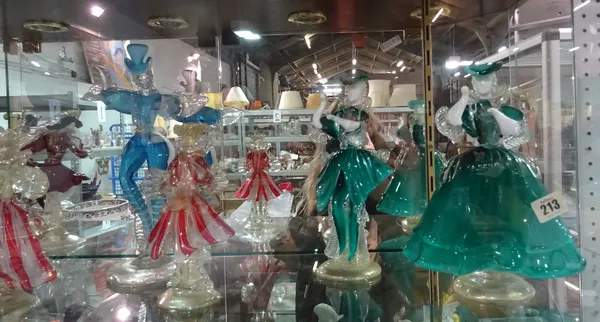 A group of large Murano style Flamenco dancer figurines, (qty).  C