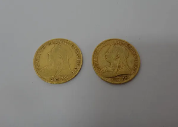 Two Victoria old head half sovereigns, both 1894, (2).