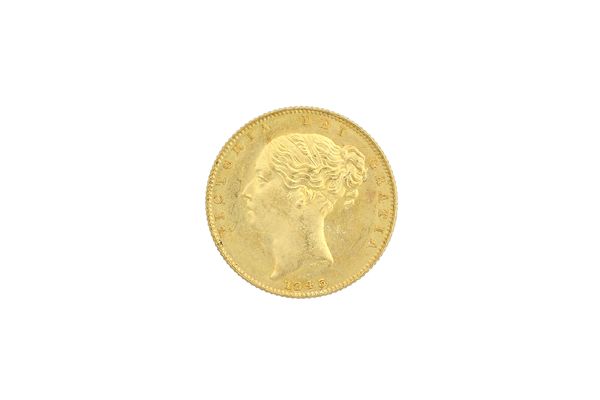 A Victoria young head shield back sovereign 1843.  Illustrated