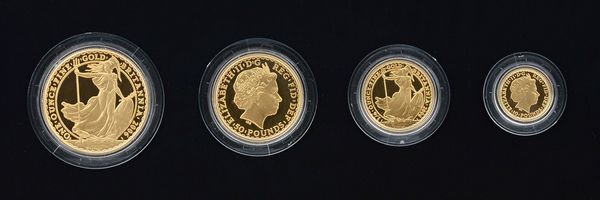 A United Kingdom Britannia gold proof four coin set, 2006, with a Royal Mint case, (certificate lacking).  Illustrated