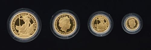 A United Kingdom Britannia gold proof four coin set, 2006, with a Royal Mint case, (certificate lacking).  Illustrated
