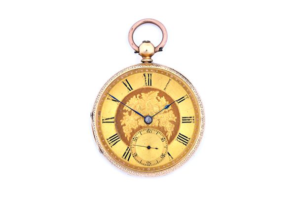 An 18ct gold cased, key wind, openfaced gentleman's pocket watch, the gilt fusee movement with a lever escapement, detailed to the backplate Mackay &