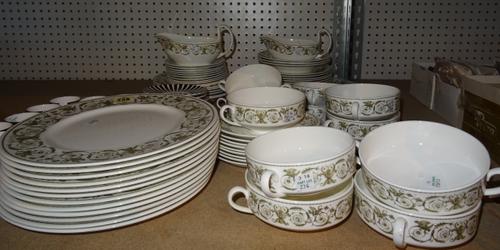 Ceramics, comprising; a Wedgewood Perugia part dinner service, and a black and white coffee service, (qty).  S4