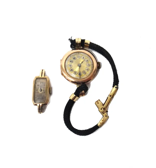 A Rolex 9ct gold circular cased lady's wristwatch, the jewelled lever movement detailed Rolex 15 jewels, the unsigned dial with Arabic numerals, the W