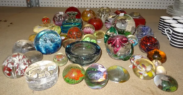 A group of assorted 20th century glass paperweights, of various makes, shapes and sizes, (qty).  S4
